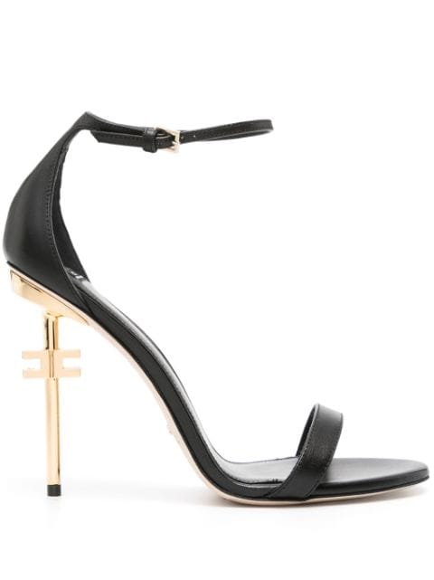 Elisabetta Franchi logo鞋跟皮质高跟凉鞋
