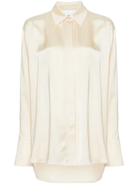 Jil Sander camisa satinada con cuello de pico