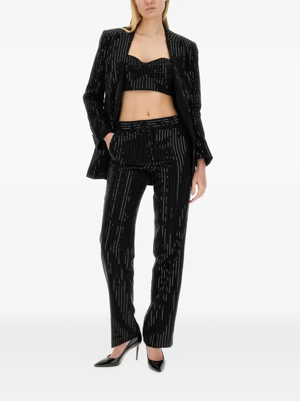 Michael Michael Kors Chain-strap striped top - Zwart