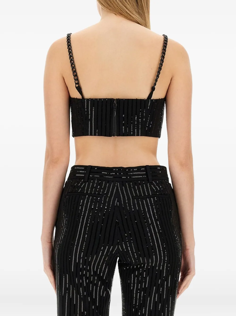 Michael Kors Gestreepte top met kettingband Zwart