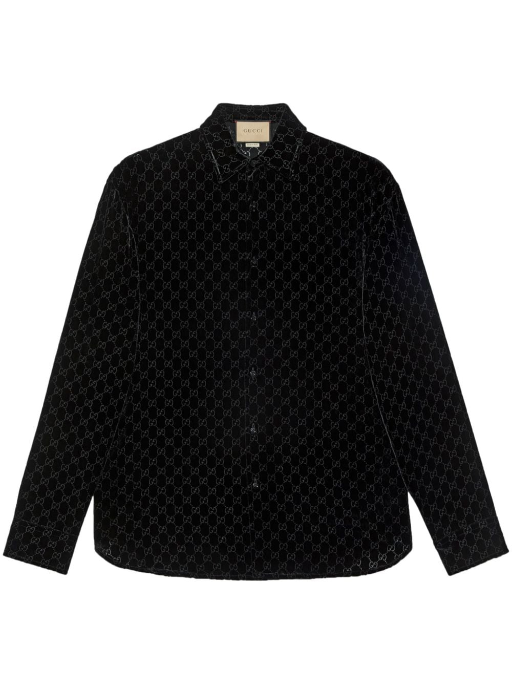 Gucci Gg-motif Velvet Shirt In Schwarz