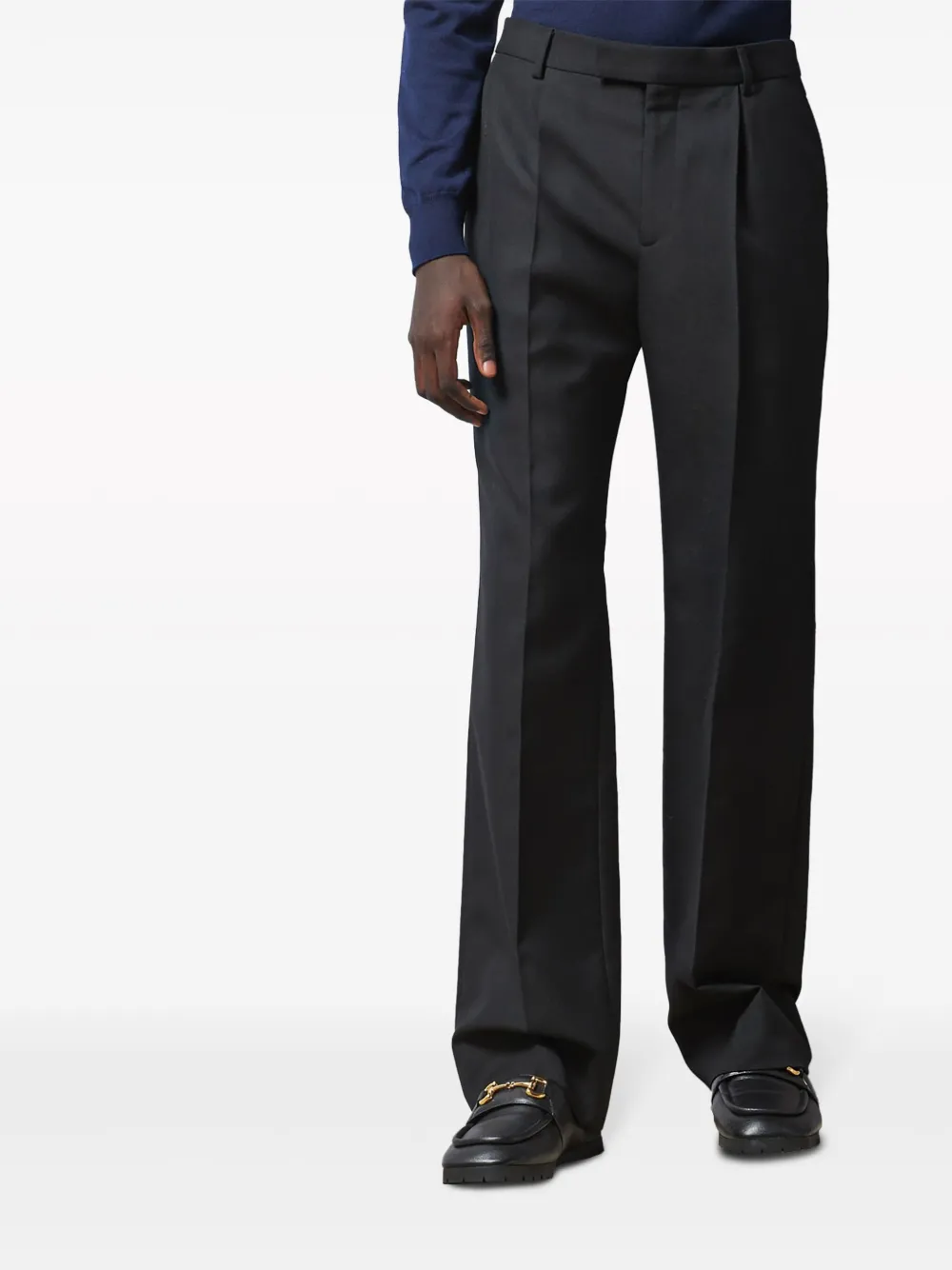 Shop Gucci Mid-rise Tailored Twill Trousers In Black