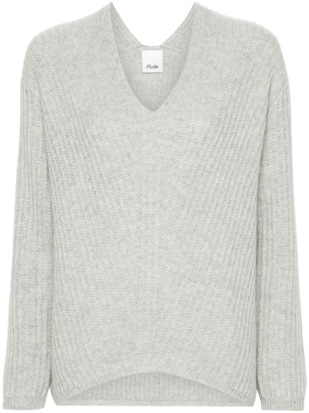 Image 1 of Allude suéter tejido de canalé con cuello en V