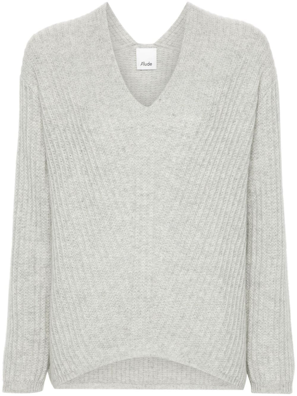 allude pull nervuré à col v - gris