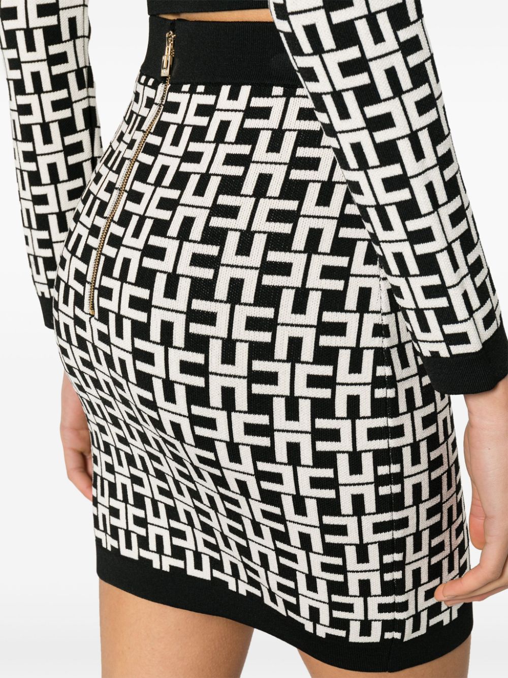 Shop Elisabetta Franchi Logo-jacquard Mini Skirt In Black