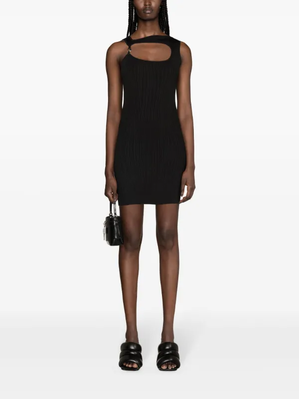Coperni logo-plaque Ribbed Mini Dress | Black | FARFETCH
