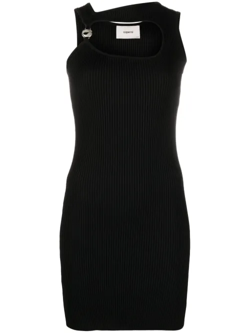 Robe courte nervurée à plaque logo - Coperni - Modalova
