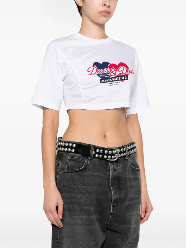DSQUARED2 Gathered Cropped T-shirt | White | FARFETCH