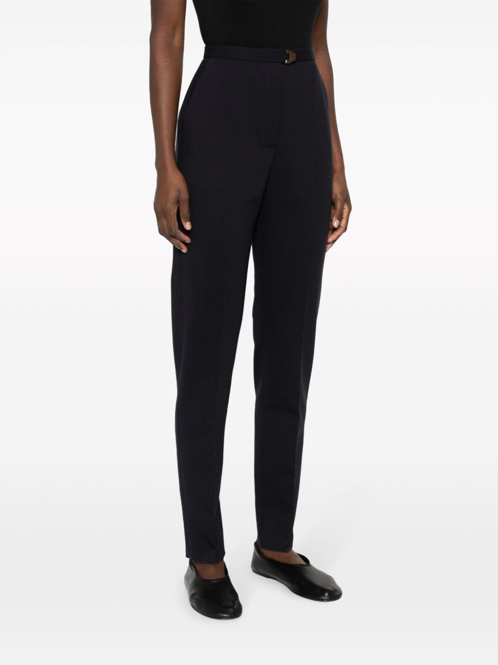 Shop Agnona Pressed-crease Tailored Trousers In Blue