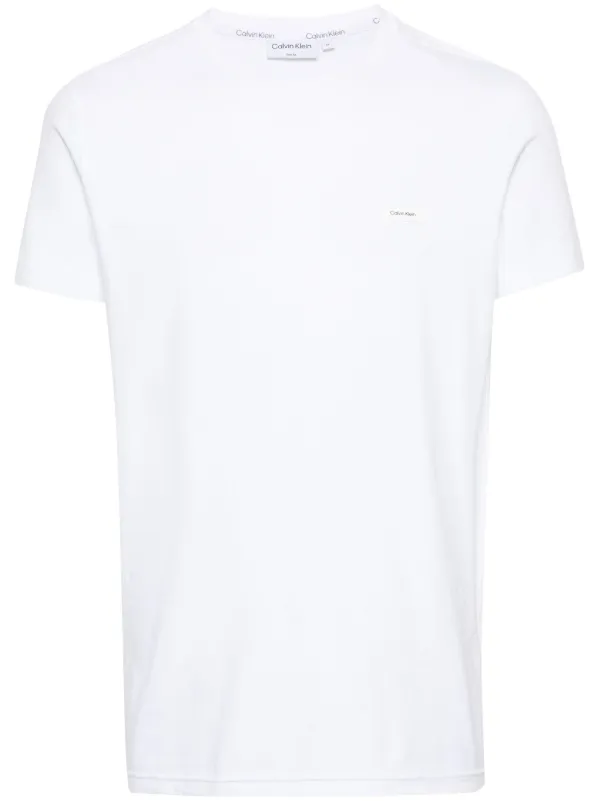 Calvin Klein logo-patch stretch-cotton T-shirt | White