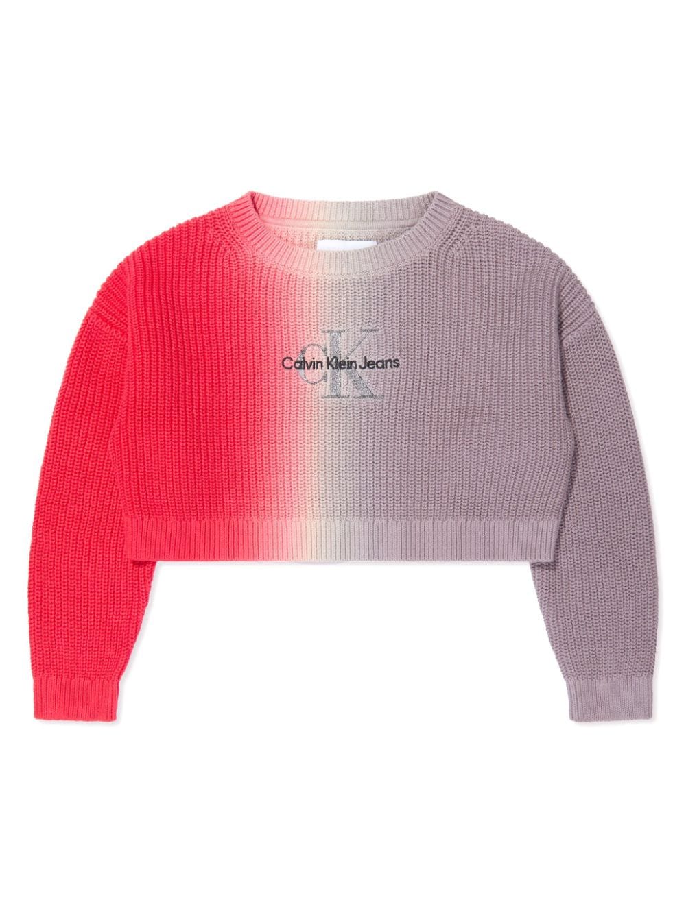 Calvin Klein Kids' Logo刺绣华夫格针织毛衣 In Purple