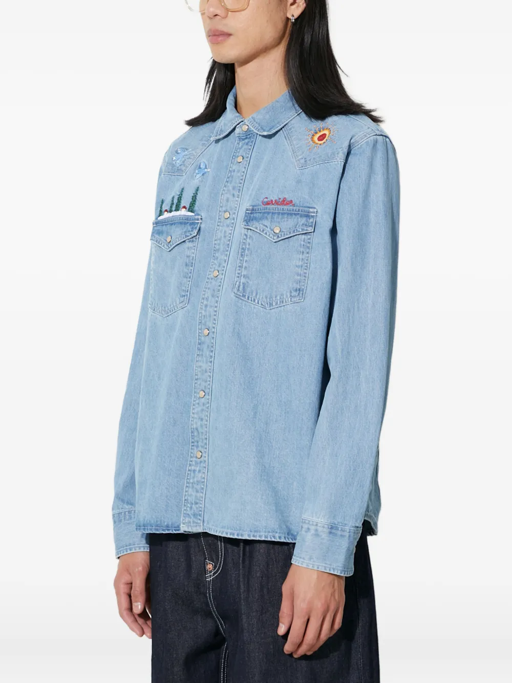 Corridor Denim overhemd met borduurwerk Blauw