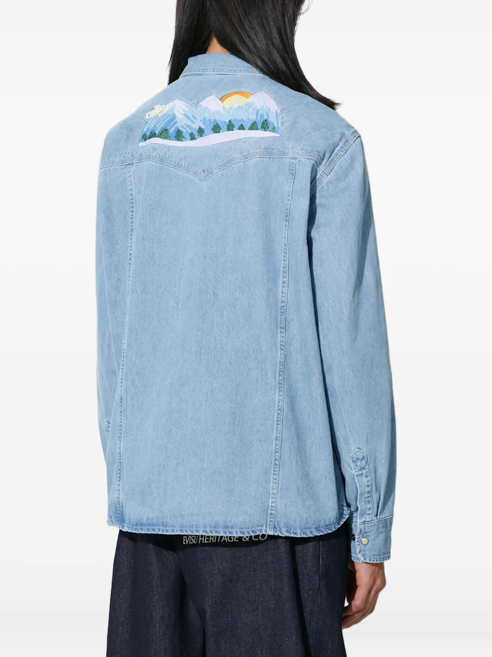 Corridor Denim overhemd met borduurwerk Blauw