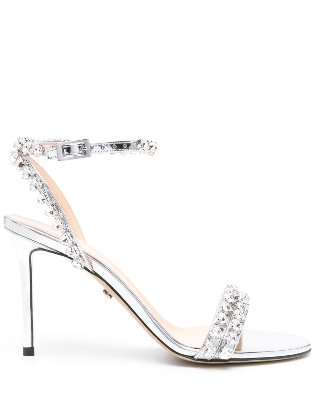 Shop Mach & Mach Audrey 95mm Crystal-embellished Sandals In Silver