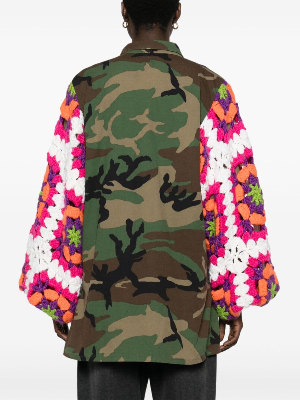 Shop Tu Lizé Army Of Love Crochet-sleeves Jacket In 绿色