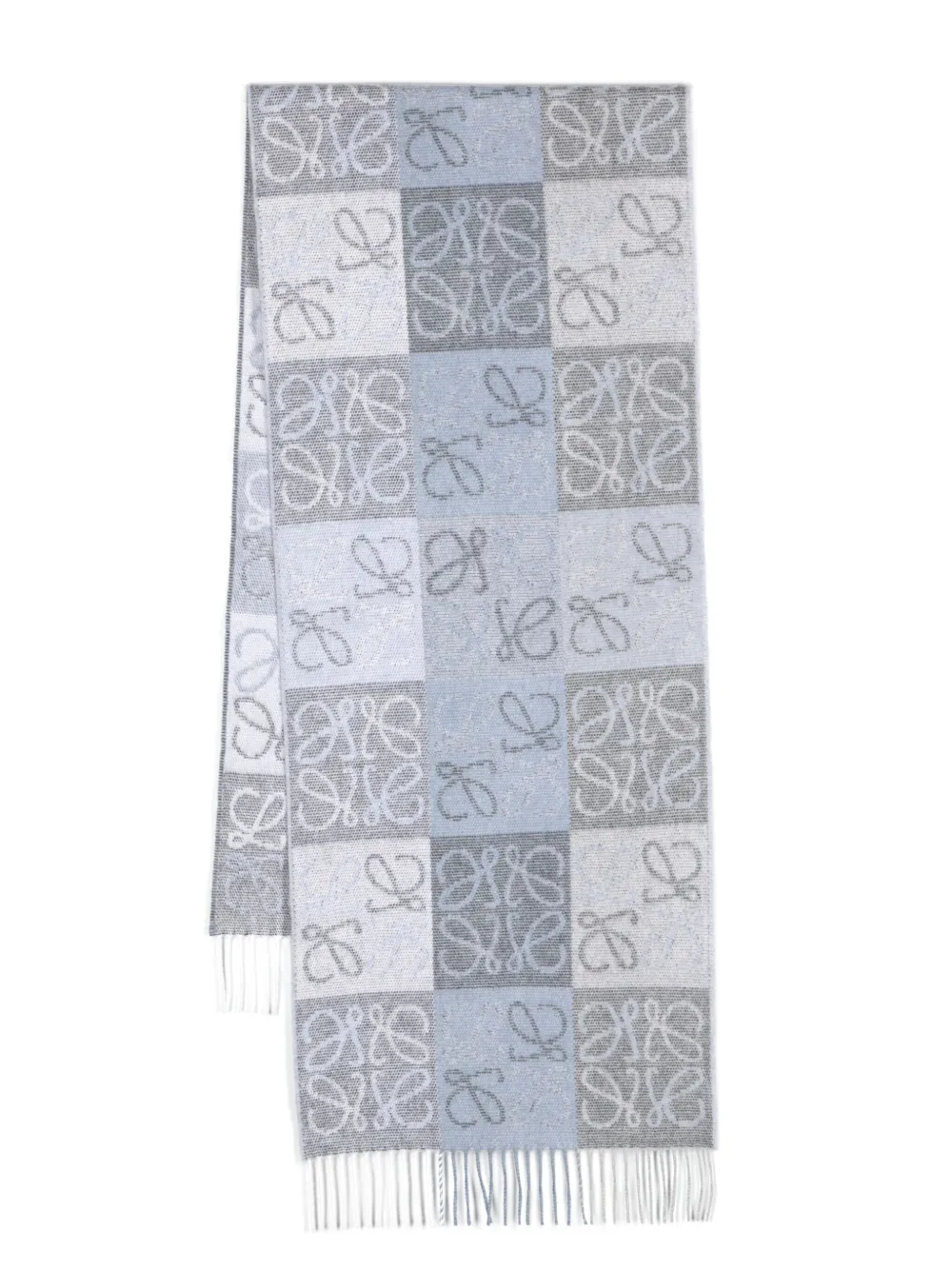 LOEWE Anagram-jacquard wool-blend scarf | Blue | Image 1