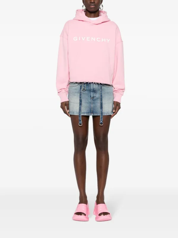 Givenchy logo print Cotton Hoodie Pink FARFETCH CA