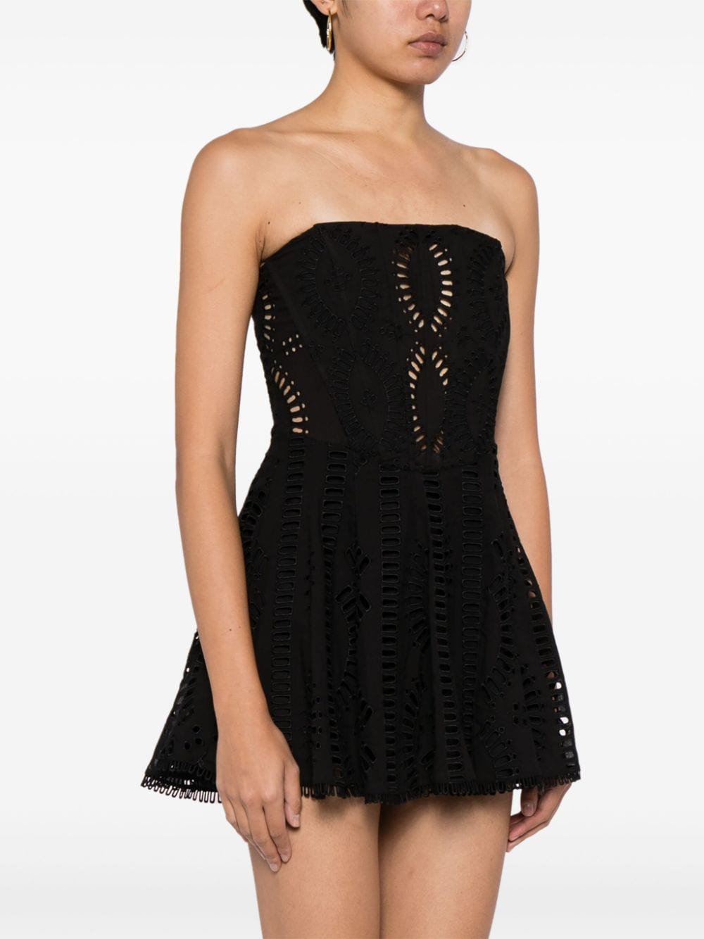 Shop Charo Ruiz Zamick Embroidered Minidress In Black