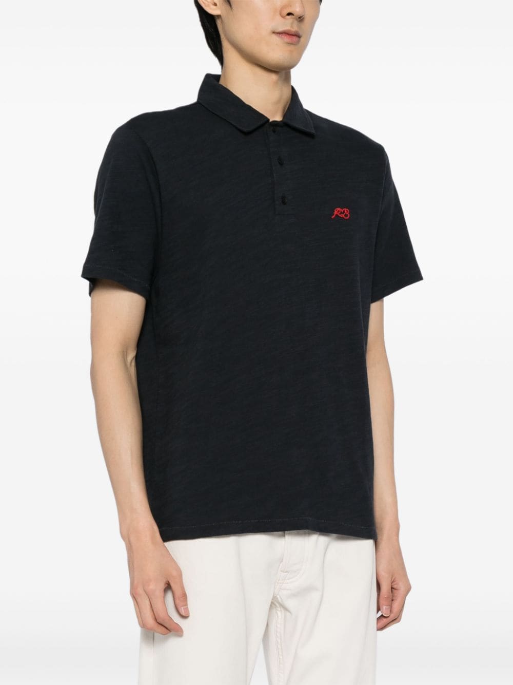 Shop Rag & Bone Logo-embroidered Polo Shirt In Blau