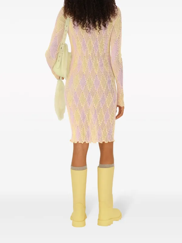 Burberry Argyle ribbed-knit Dress | Pink | FARFETCH