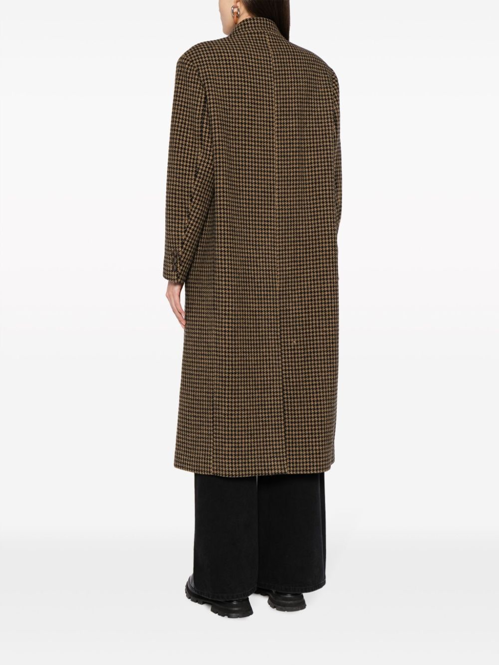 Shop Studio Tomboy Houndstooth-pattern Wool Coat In Brown