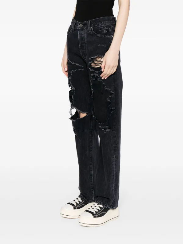 Distressed straight leg jeans best sale