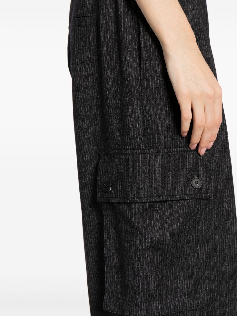 Shop Studio Tomboy Fine-ribbed Straight-leg Cargo Trousers In Black