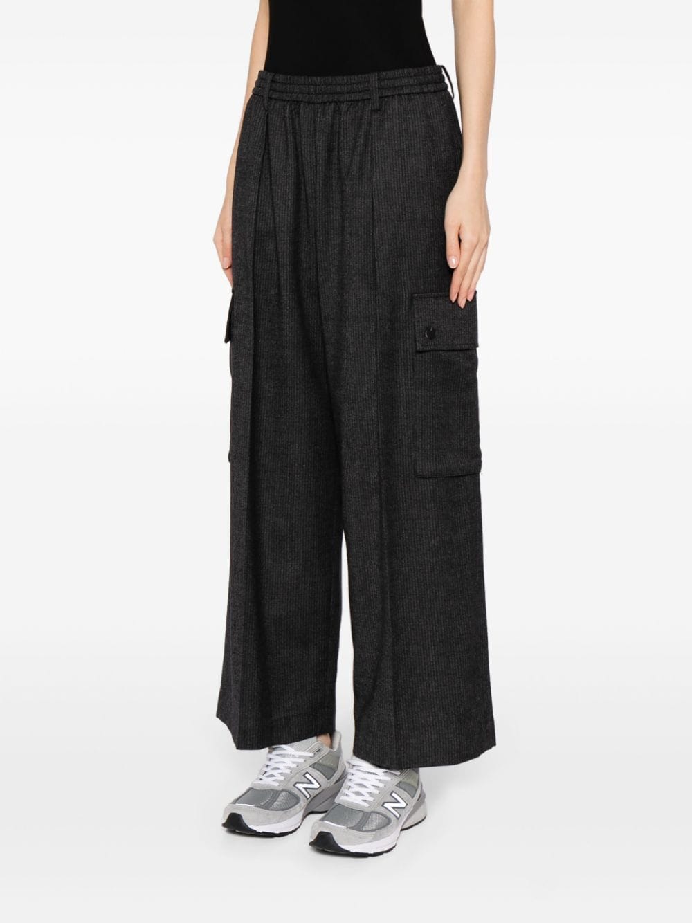 STUDIO TOMBOY Straight cargo broek met wijde pijpen Zwart