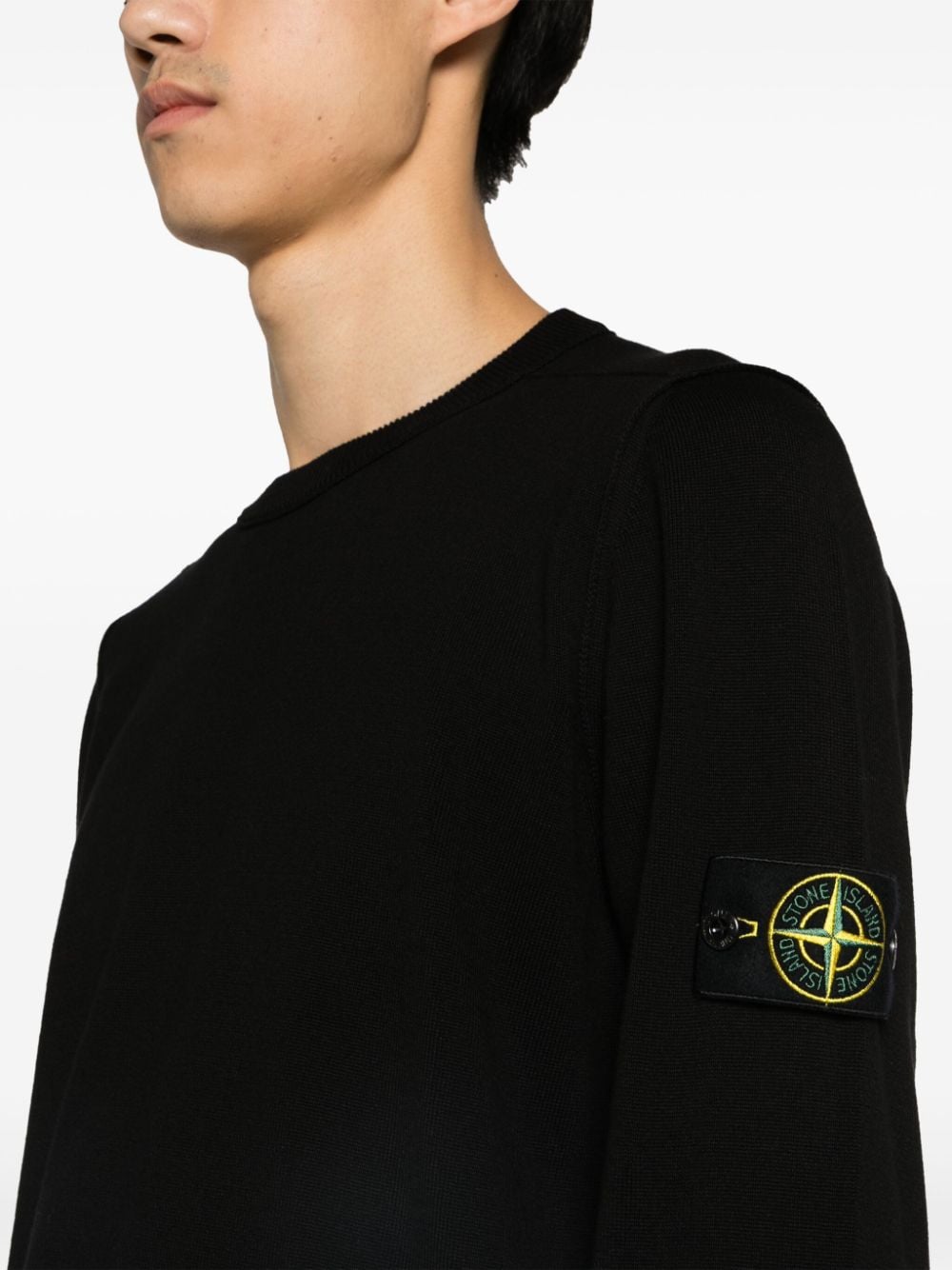 Stone Island Katoenen trui met Compass-logopatch Zwart