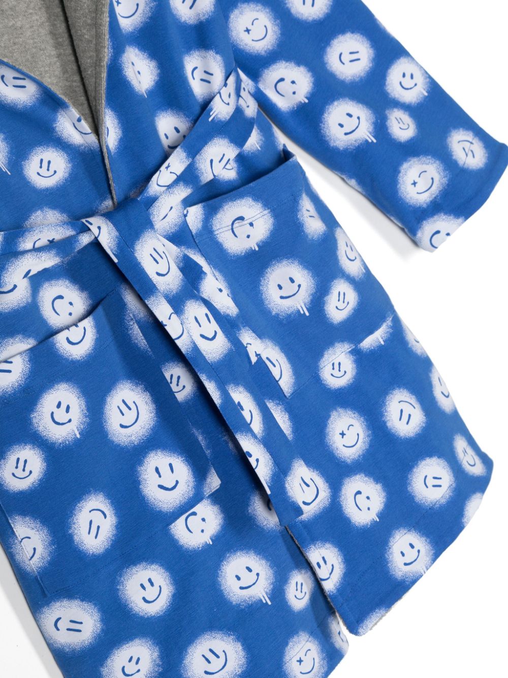 Shop Molo Smile-face Print Belted-waist Robe In Blue