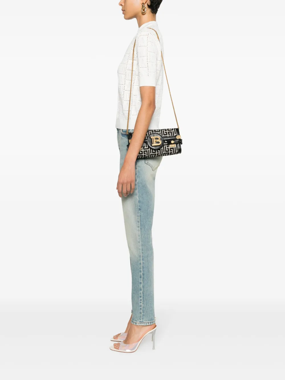 Balmain B-Buzz shopper met jacquard - Beige