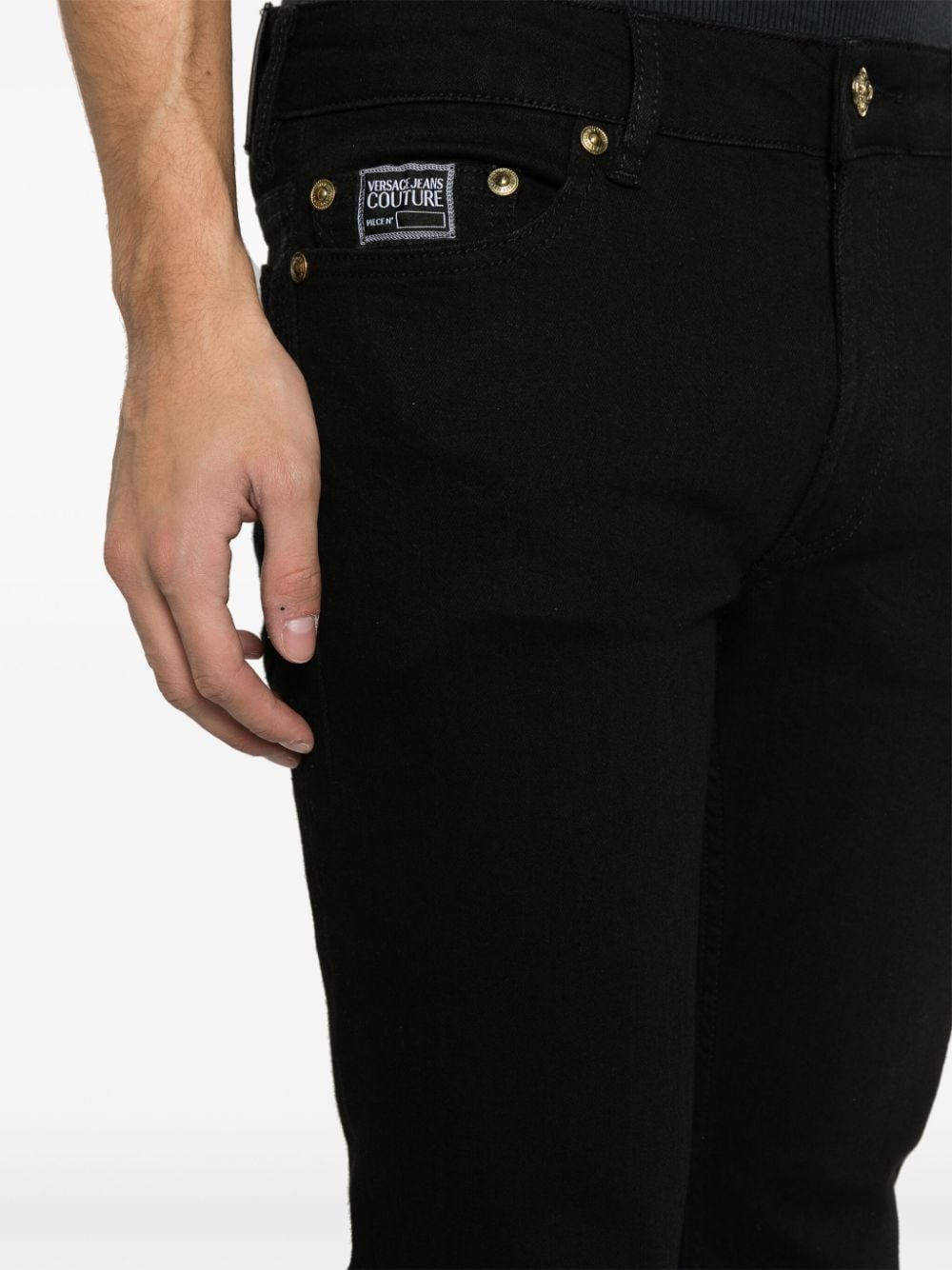 Shop Versace Jeans Couture Low-rise Skinny Jeans In Black