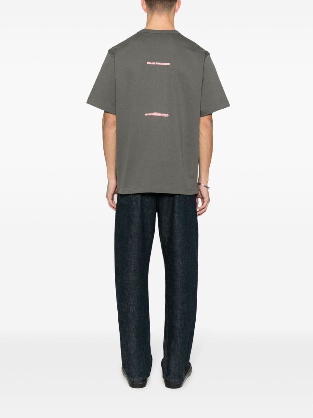 Shop Helmut Lang Text-print Cotton T-shirt In Grey