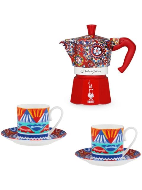 Dolce & Gabbana x Bialetti Moka Express coffee maker and espresso cups (set of two)