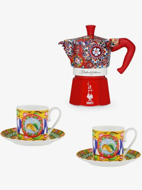 Dolce & Gabbana x Bialetti Moka Express coffee maker and espresso cups (set of two)