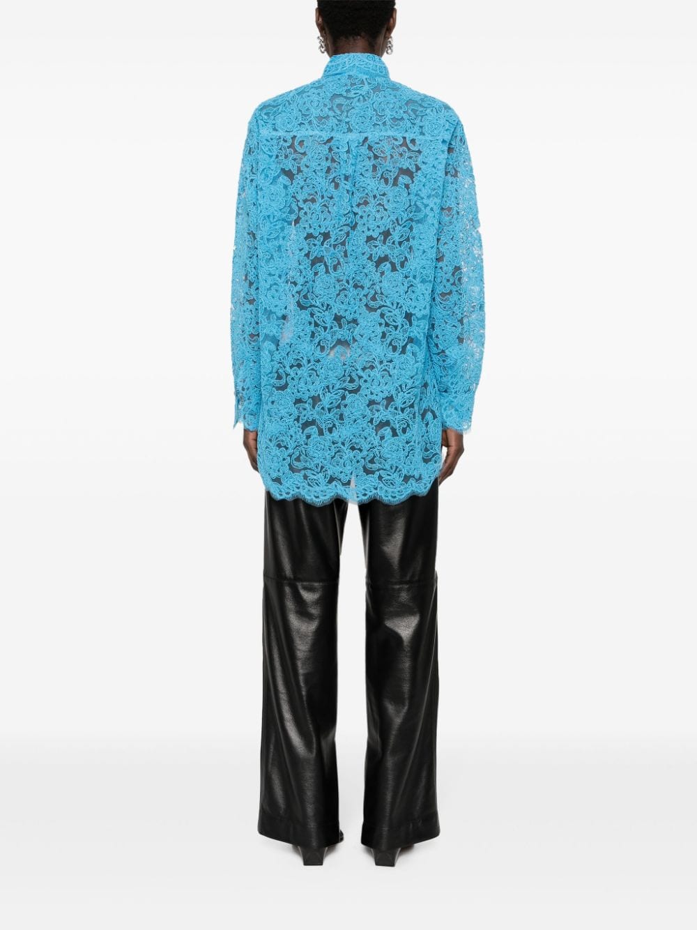 Shop Ermanno Scervino Corded-lace Shirt In Blue