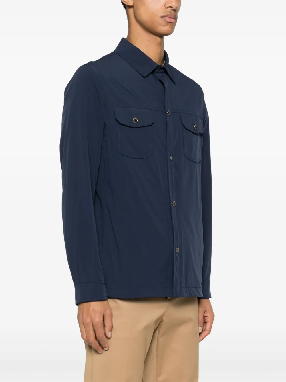 Moorer Shirtjack met lange mouwen Blauw