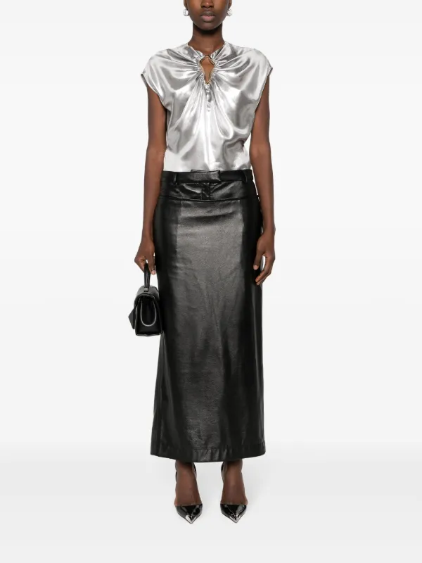 美品　LANVIN 薄手トップス Lanvin Embellished Lamé Top | Silver | FARFETCH