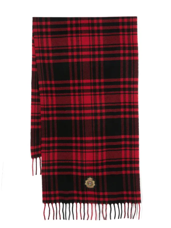 Polo Ralph Lauren crest motif Tartan Scarf Farfetch