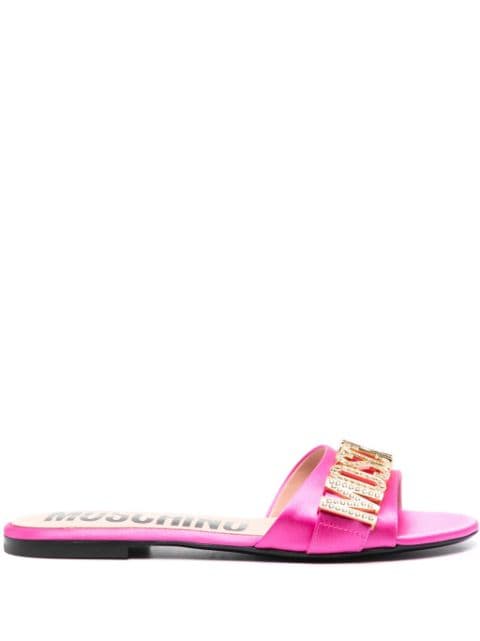 Moschino crystal-embellished logo-plaque sandals