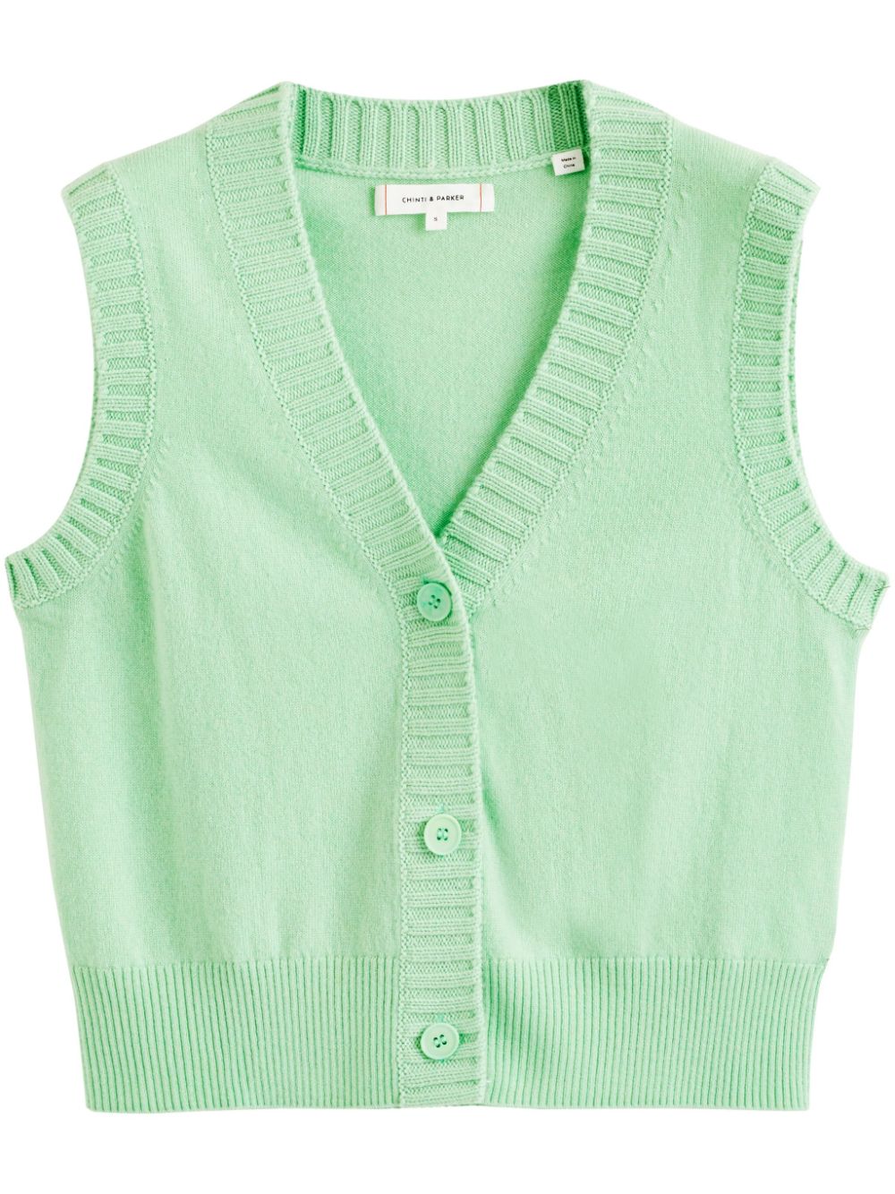 Chinti & Parker V-neck Knitted Waistcoat In Green