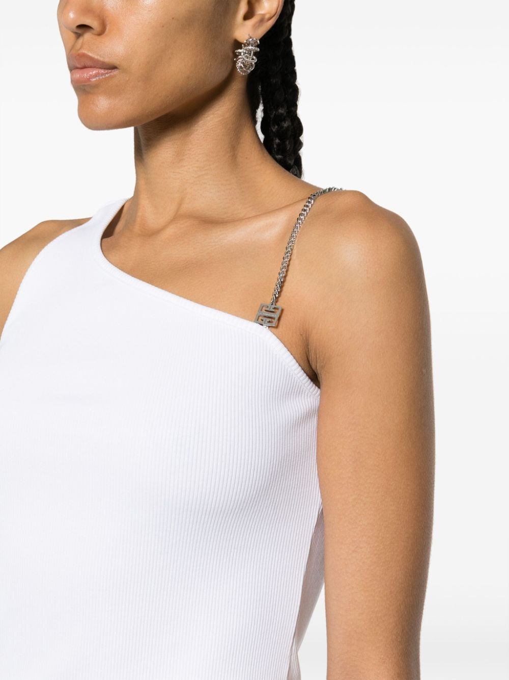 Shop Givenchy 4g-motif Asymmetric Top In White
