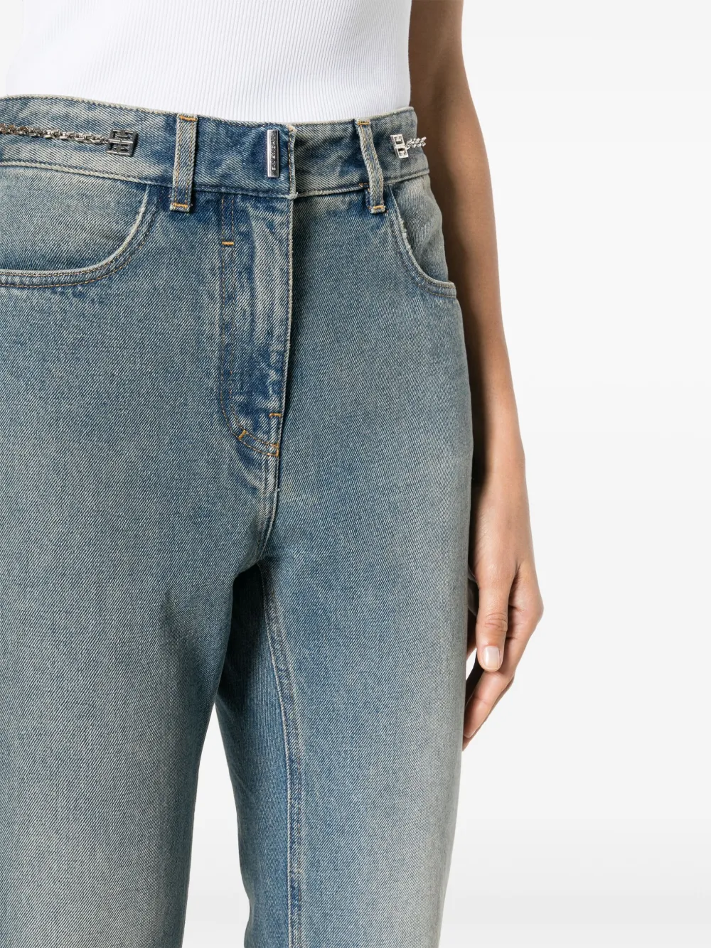 Shop Givenchy 4g-motif Straight-leg Jeans In Blue