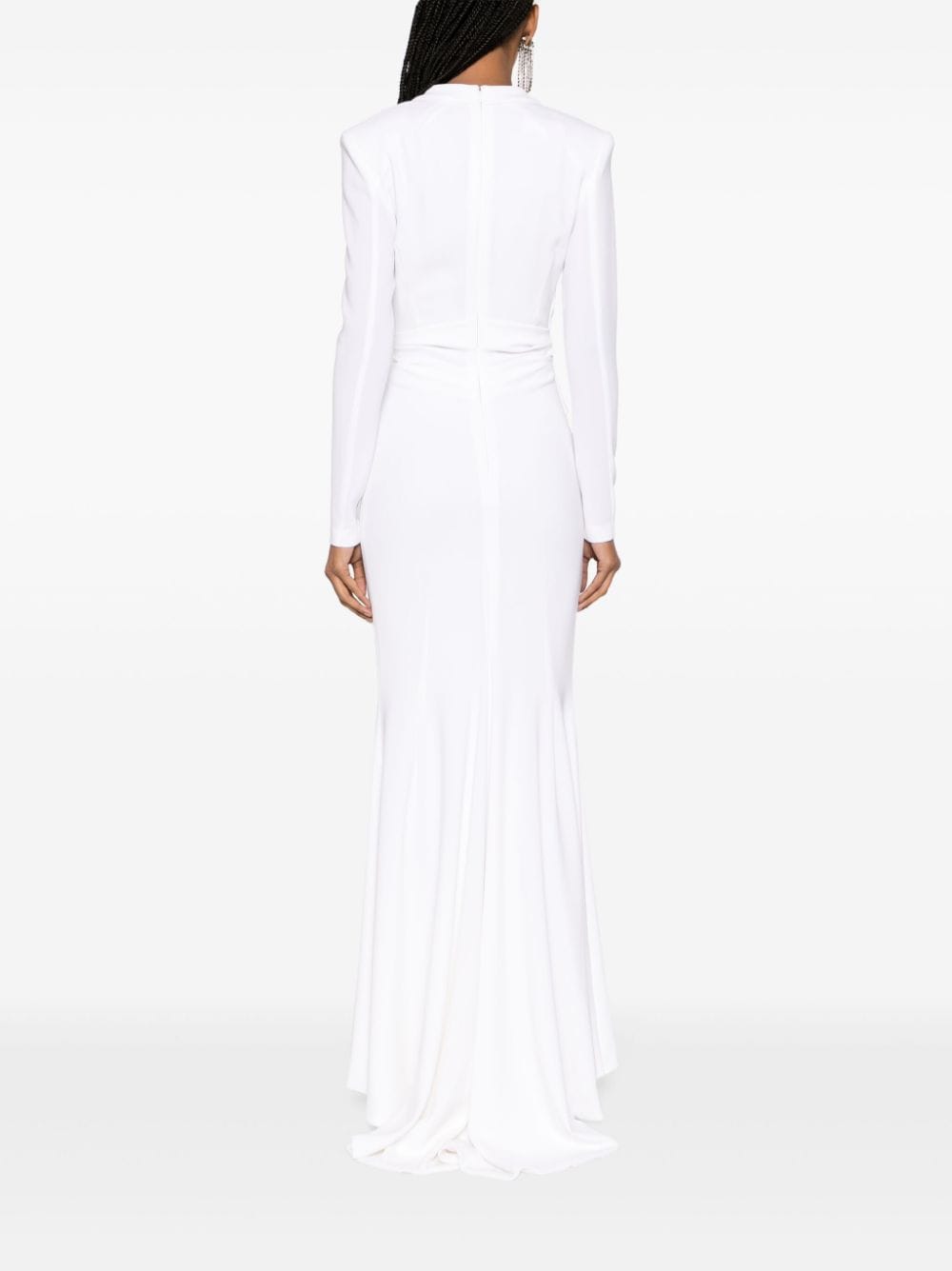 Shop Talbot Runhof Draped Crepe Maxi Dress In White