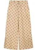 Natasha Zinko wide-leg graphic-print cotton pants - Neutrals