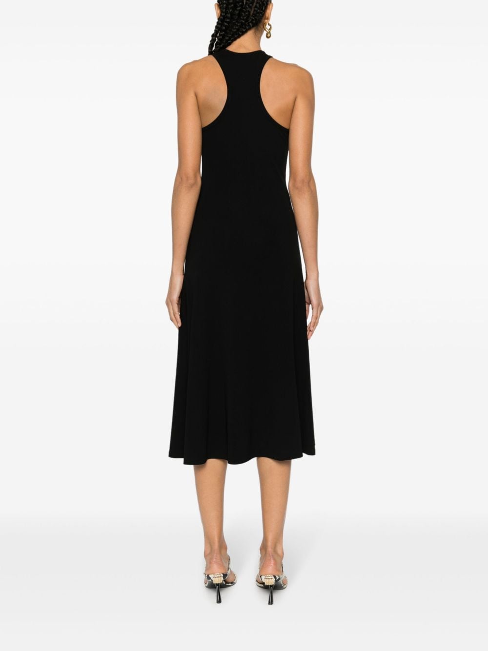Shop Ferragamo Wooden-buckle Sleeveless Dress In Black