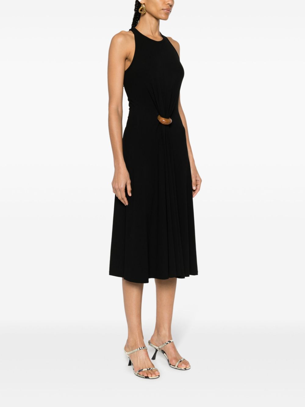 Shop Ferragamo Wooden-buckle Sleeveless Dress In Black