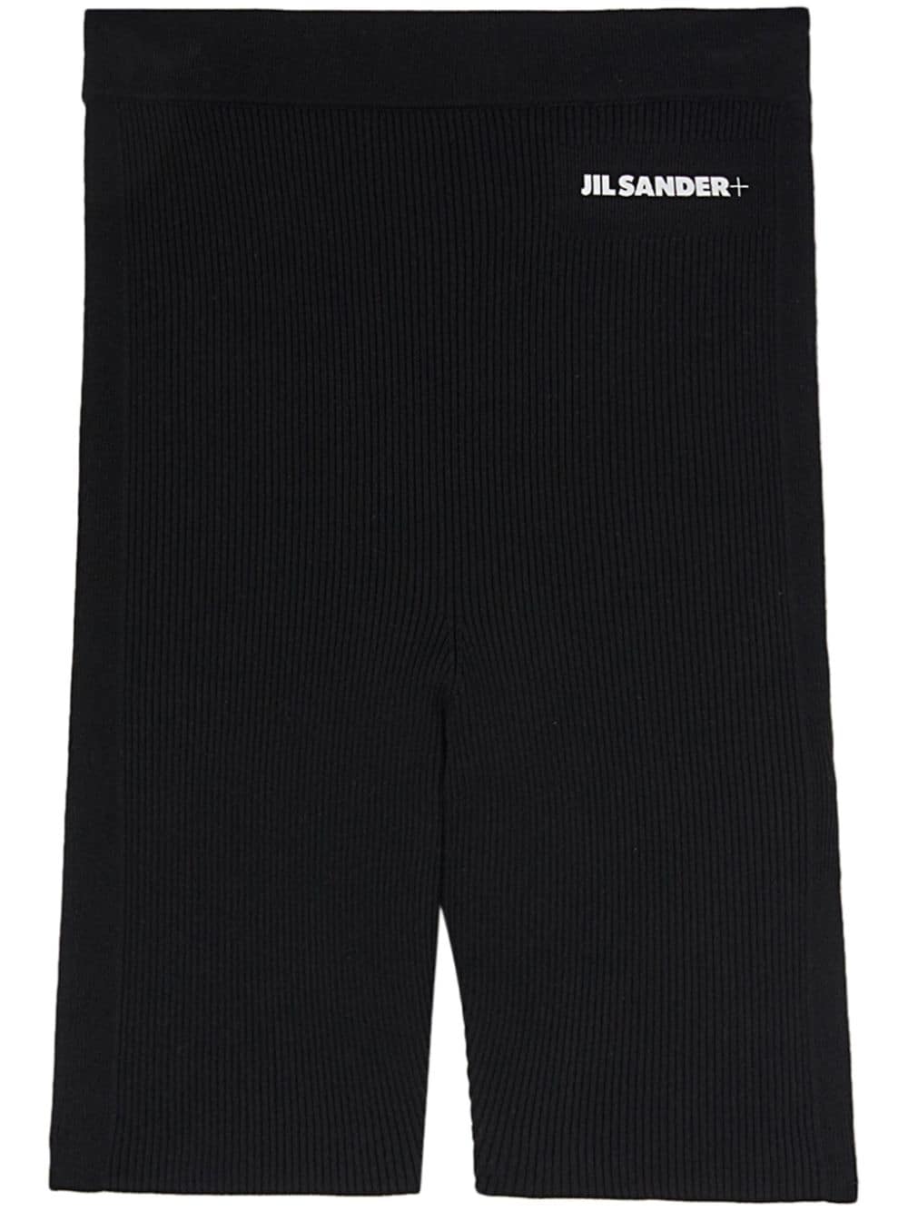 Jil Sander Logo-print Fine-ribbed Compression Shorts In Black