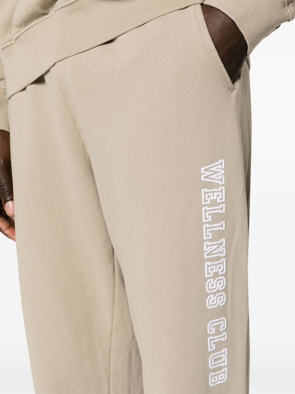 Shop Sporty And Rich Wellness Club Cotton Track Pants In 中性色