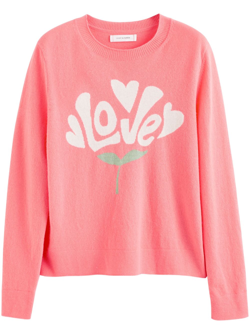 Chinti & Parker Bloom Love Intarsia Jumper In Pink